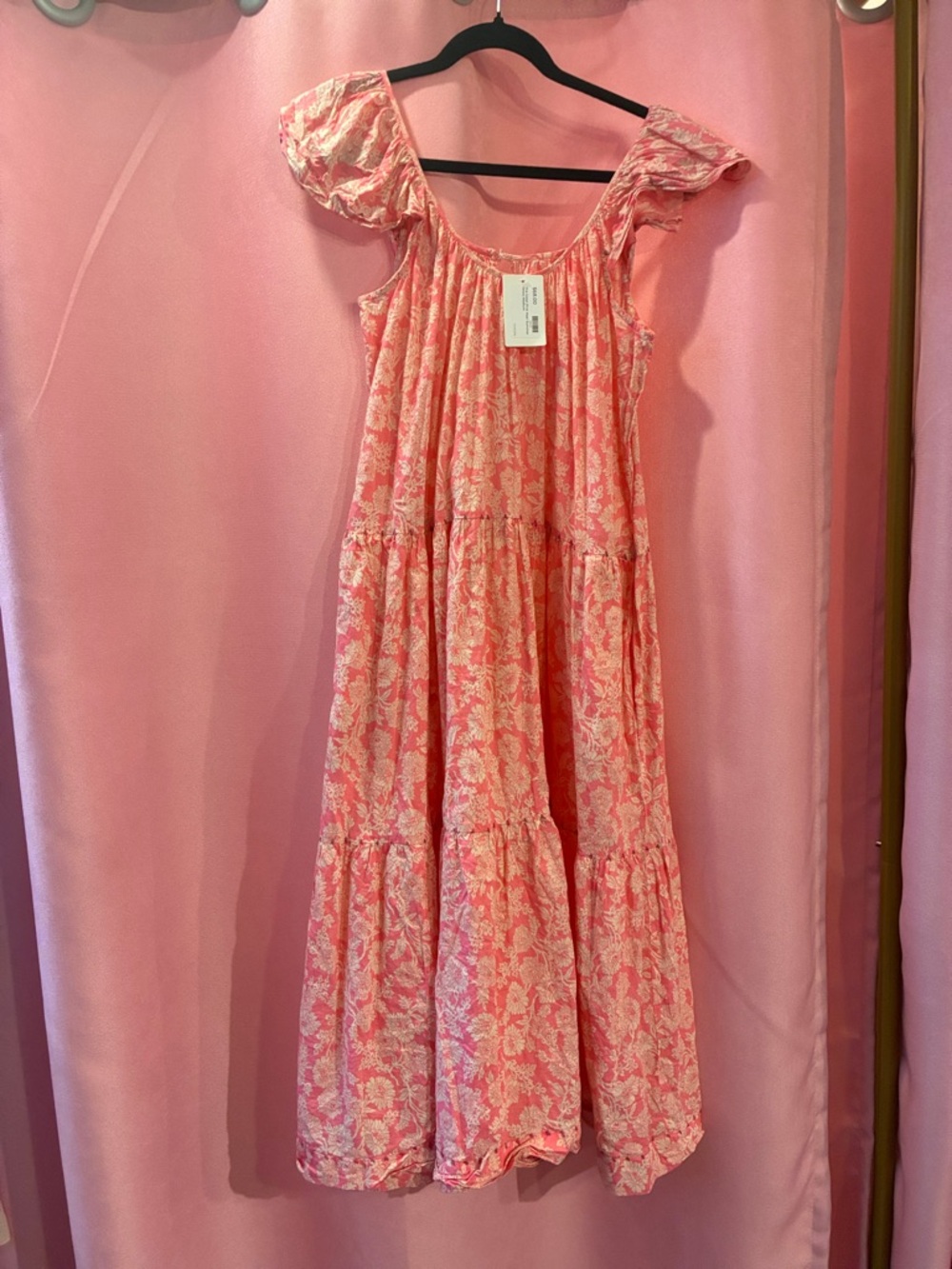 The Great Pink Floral Tiered Maxi Dress- size medium
